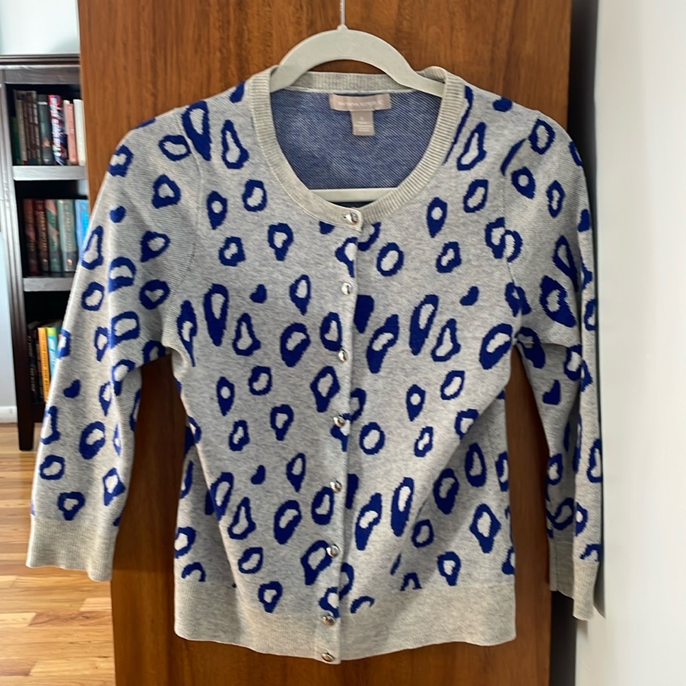 Banana Republic blue leopard print cardigan